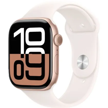 Apple Watch Series 10 GPS, 46mm Rose Gold Aluminum Case with Light Blush Sport Band (S/M)