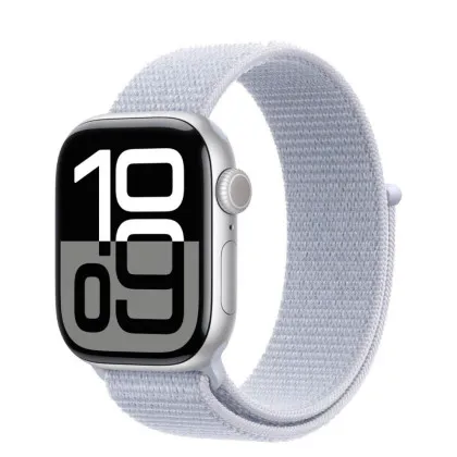 Apple Watch Series 10 GPS 42mm Silver Aluminum Case with Blue Cloud Sport Loop (MWWD3)