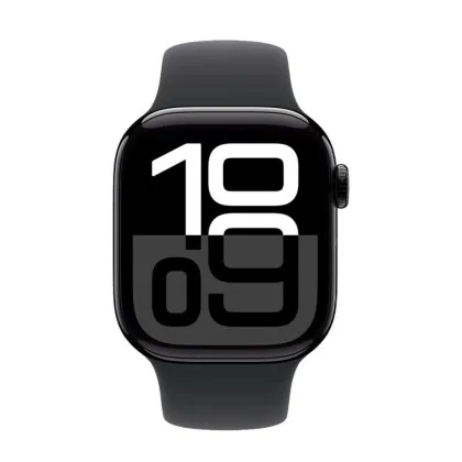 Apple Watch Series 10 GPS, 42mm Jet Black Aluminum Case with Black Sport Band (S/M) (MWWE3)