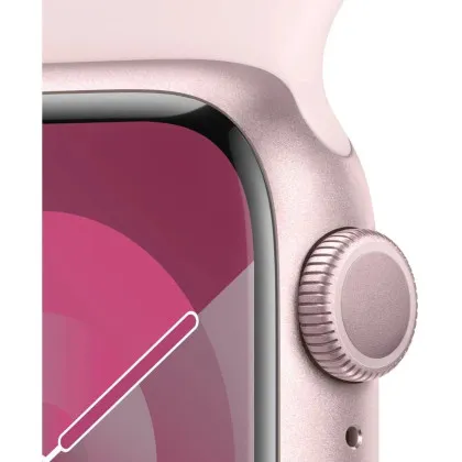 Apple Watch Series 9 45mm Pink Aluminum Case with Light Pink Sport Band S/M (MR9G3)