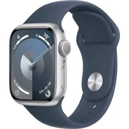 Apple Watch Series 9 41mm Silver Aluminum Case with Storm Blue Sport Band M/L (MR913)