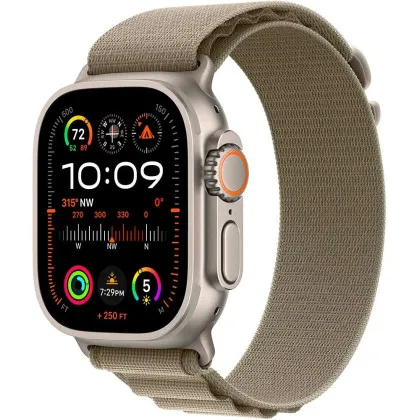 Apple Watch Ultra 2 49mm GPS + LTE Titanium Case with Olive Alpine Loop Small (MREX3)