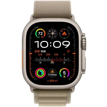 Apple Watch Ultra 2 49mm GPS + LTE Titanium Case with Olive Alpine Loop Small (MREX3)