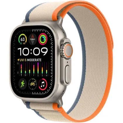 Apple Watch Ultra 2 49mm GPS + LTE Titanium Case with Orange/Beige Trail Loop M/L (MRF23)