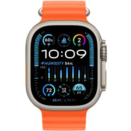 Apple Watch Ultra 2 49mm GPS + LTE Titanium Case with Orange Ocean Band (MREH3)