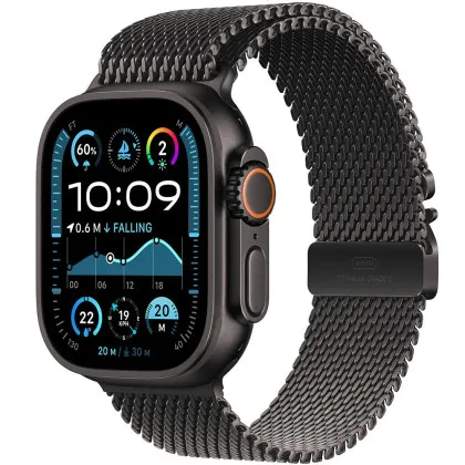 Apple Watch Ultra 2 49mm GPS + LTE Black Titanium Case with Black Titanium Milanese Loop Large (MX5V3)