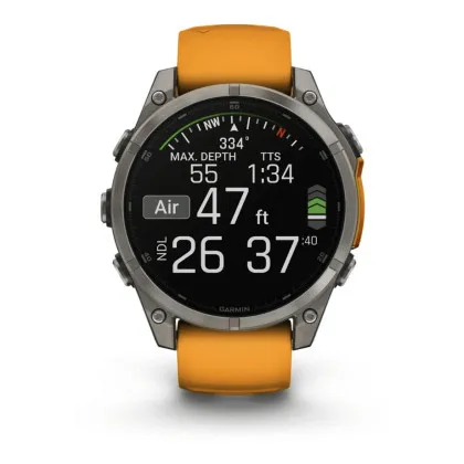 Garmin Fenix 8 47mm AMOLED Sapphire Titanium with Spark Orange/Graphite Silicone Band