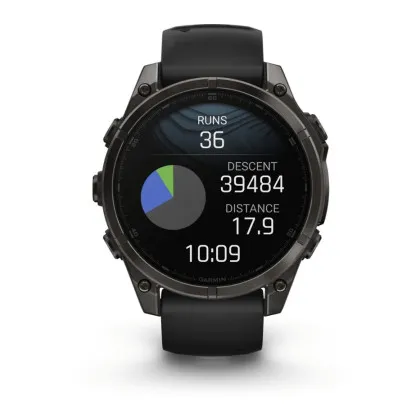 Garmin Fenix 8 47mm AMOLED Sapphire Carbon Gray DLC Titanium with Black/Pebble Gray Silicone Band