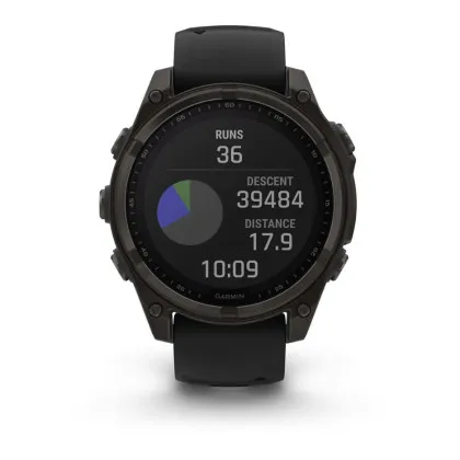 Garmin Fenix 8 51mm Solar Sapphire Carbon Gray DLC Titanium with Black/Pebble Gray Silicone Band