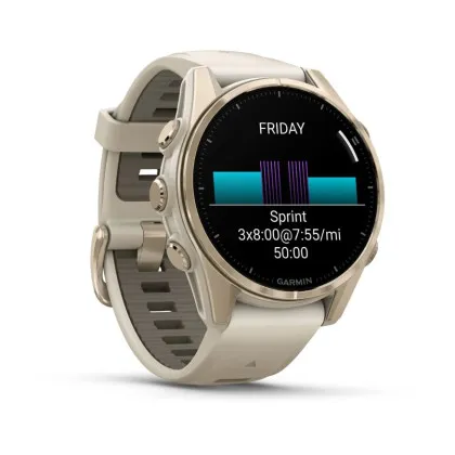 Garmin Fenix 8 43mm AMOLED Sapphire Soft Gold with Fog Gray/Dark Sandstone Silicone Band