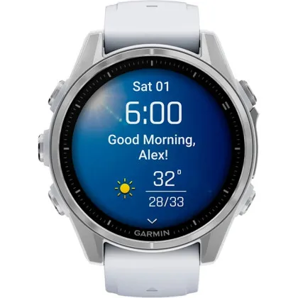 Garmin Fenix 8 43mm AMOLED Silver with Whitestone Silicone Band