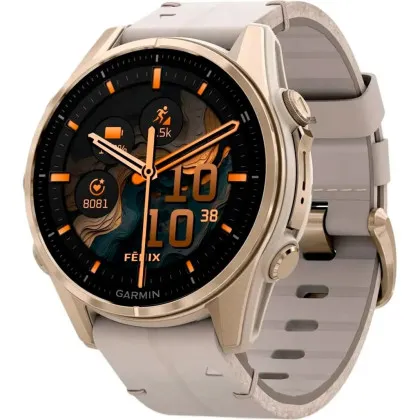 Garmin Fenix 8 43mm AMOLED Sapphire Soft Gold with Limestone Leather Band