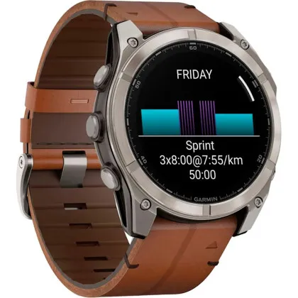 Garmin Fenix 8 51mm AMOLED Sapphire Carbon Grey DLC with Chestnut Leather Band (010-02905-40)