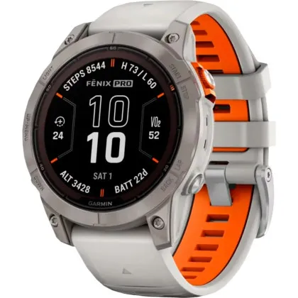 Garmin Fenix 7X Pro Sapphire Solar Titanium with Fog Gray/Ember Orange Band