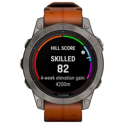 Garmin Fenix 7 Pro Sapphire Solar Titanium with Chestnut Leather Band