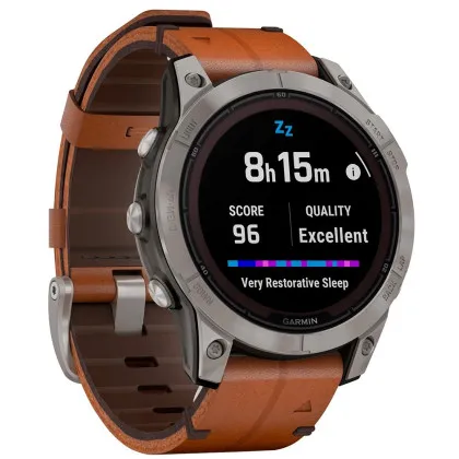 Garmin Fenix 7 Pro Sapphire Solar Titanium with Chestnut Leather Band