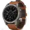 Garmin Fenix 7 Sapphire Solar Titanium with Chestnut Leather Band