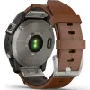 Garmin Fenix 7 Sapphire Solar Titanium with Chestnut Leather Band