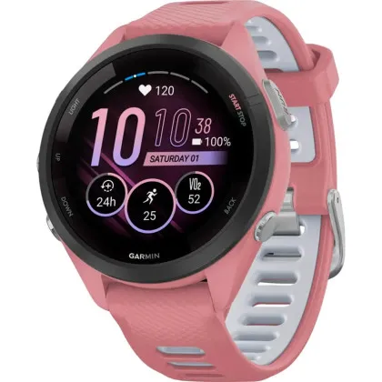 Garmin Forerunner 265S Black Bezel with Light Pink Case and Light Pink/Whitestone Silicone Band