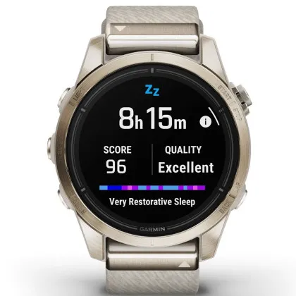 Garmin Epix Pro (Gen 2) Sapphire 42mm Soft Gold with Cream Heathered Nylon Band