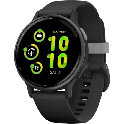 Garmin Vivoactive 5 Slate Aluminum Bezel with Black Case and Silicone Band