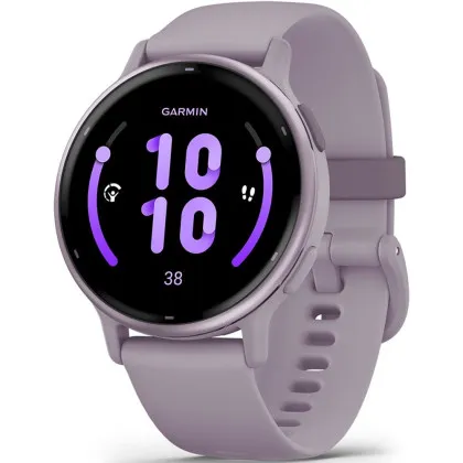 Garmin Vivoactive 5 Metallic Orchid Aluminum Bezel with Orchid Case and Silicone Band