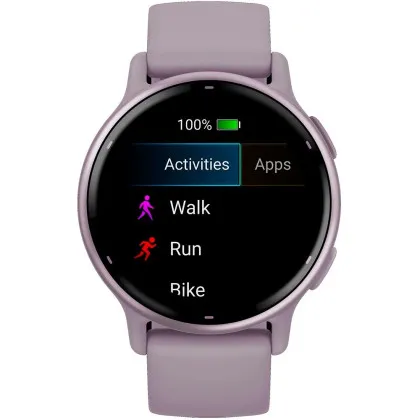 Garmin Vivoactive 5 Metallic Orchid Aluminum Bezel with Orchid Case and Silicone Band