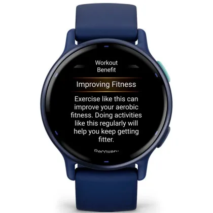 Garmin Vivoactive 5 Metallic Navy Aluminum Bezel with Navy Case and Silicone Band