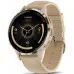 Garmin Venu 3S Soft Gold Stainless Steel Bezel with French Gray Case and Leather Band