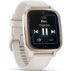 Garmin Venu Sq 2 Music Edition Peach Gold Aluminum Bezel with Ivory Case and Silicone Band