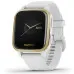 Garmin Venu Sq Light Gold Aluminum Bezel with White Case and Silicone Band