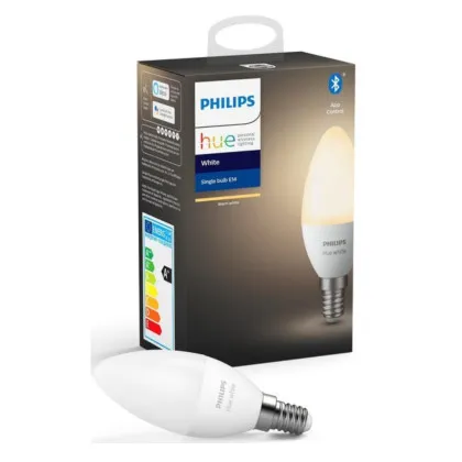 Розумна лампа Philips Hue E14, 5.5W(40Вт), 2700K, Bluetooth, з регулюванням яскравості світла (White)