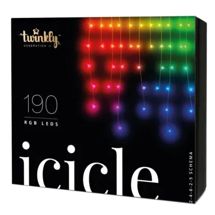 Гірлянда Smart LED Twinkly Icicle RGB 190, Gen II, IP44, довжина 5м, кабель прозорий