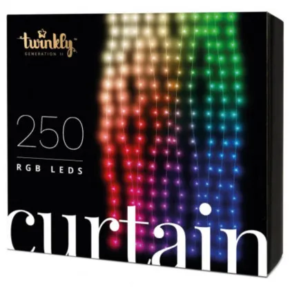 Гірлянда Smart LED Twinkly Pro Curtain RGB 250, AWG22, IP65, прозорий