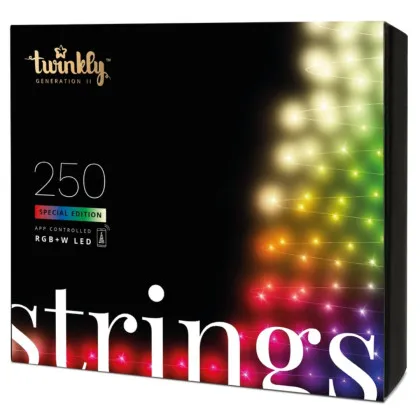 Гірлянда Smart LED Twinkly Strings RGBW 250, Gen II, IP44, довжина 20м, кабель чорний