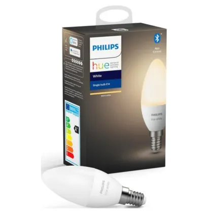 Розумна лампа Philips Hue E14, 5.5W (40Вт), 2700K, White, ZigBee, Bluetooth, регулювання яскравості, 2шт