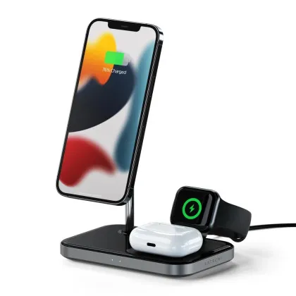 Безпровідна зарядка Satechi Aluminum 3 in 1 Magnetic Wireless Charging Stand (ST-WMCS3M)