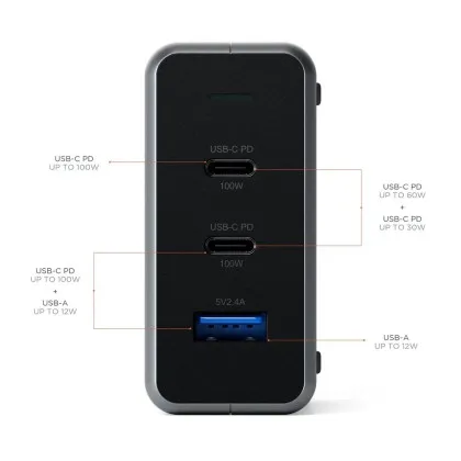 Зарядний пристрій Satechi 100W USB-C PD Compact GaN (Space Gray) (ST-TC100GM-EU)