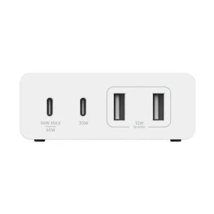 Зарядний пристрій Belkin 4-Port GaN 108W 2x USB-C, 2x USB-A (White)