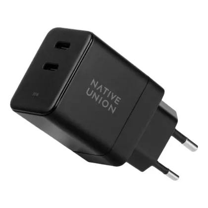 Зарядний пристрій Native Union Fast GaN Charger PD 35W Dual USB-C Port (Black) (FAST-PD35-BLK-EU)