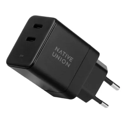 Зарядний пристрій Native Union Fast GaN Charger PD 35W Dual USB-C Port (Black) (FAST-PD35-BLK-EU)